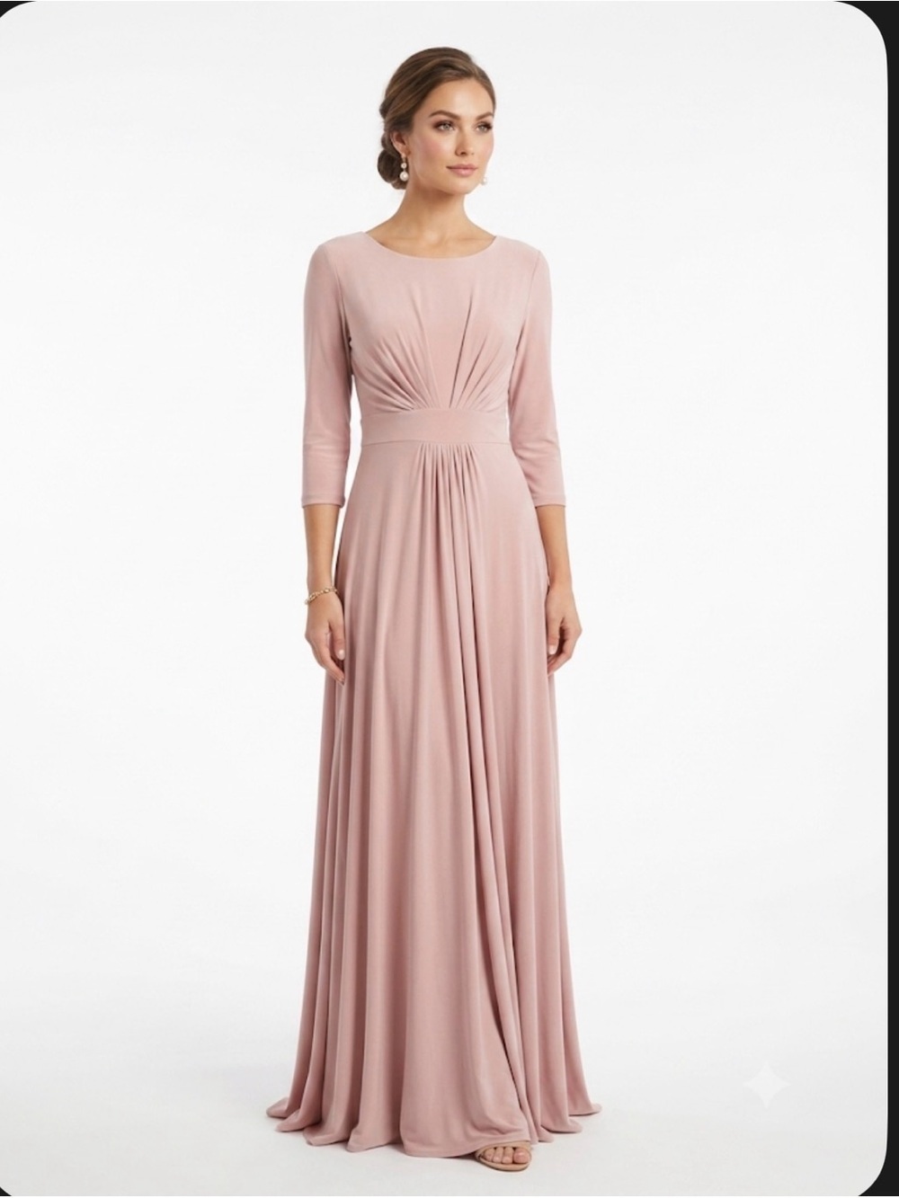 KOH KOH Blush Pink Maxi Dress Large Empire Waist Modest Formal Evening Gown